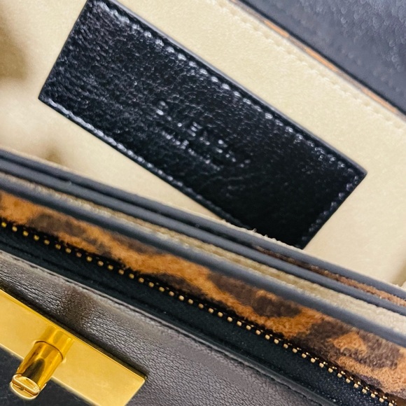GIVENCHY
Calfskin Suede Leopard Print Small GV3 Shoulder Bag Black Chestnut - Picture 8 of 10